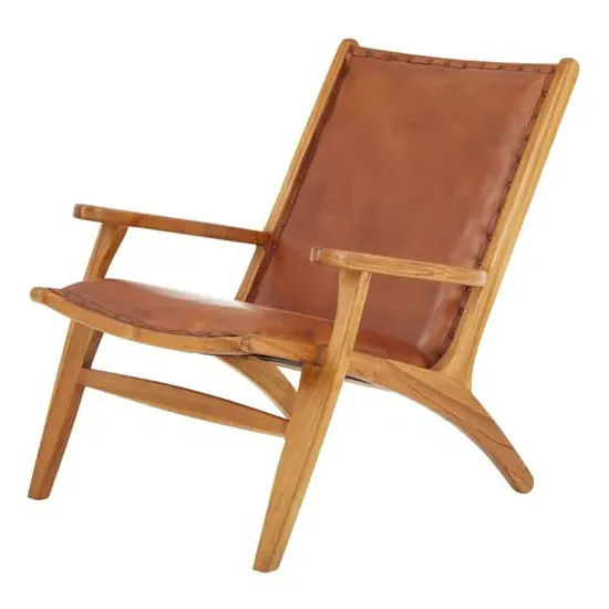 Formosa Bedroom Chair with Wooden Frame - Brown, Leather image