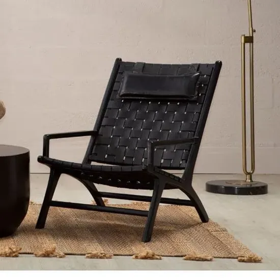 Formosa Woven Accent Chair - Black, Leather