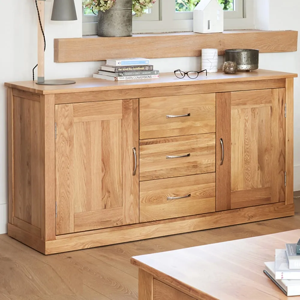 Fornatic Wooden Sideboard with 2 Doors 3 Drawers - Oak