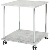 Forney Square Side Table on Castors - Concrete Effect, MDF