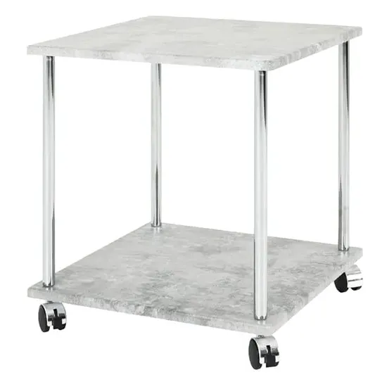 Forney Square Side Table on Castors - Concrete Effect, MDF image