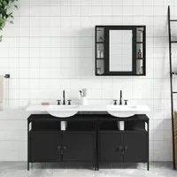 Forsyth 3 Piece Bathroom Cabinet Set - Black, Wood