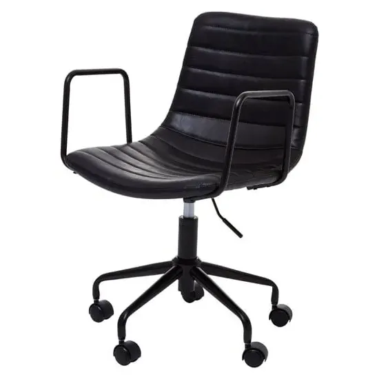 Fortas Office Chair with Armrests - Black, Leather