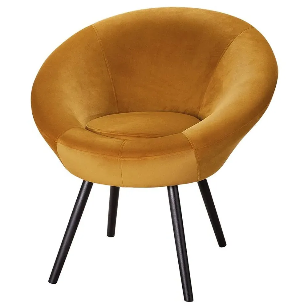 Fostoria Fabric Armchair with Metal Legs - Yellow