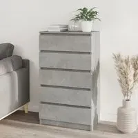Fowey 5 Drawer Chest - Grey, Engineered Wood
