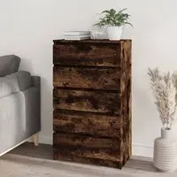 Fowey 5 Drawer Chest - Smoked Oak, Engineered Wood
