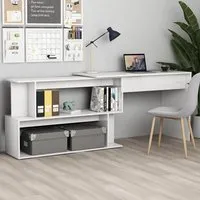 Fowey Corner Laptop Desk with Rotatable Design - White