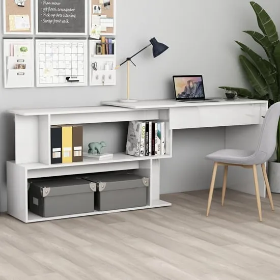 Fowey Corner Laptop Desk with Rotatable Design - White image