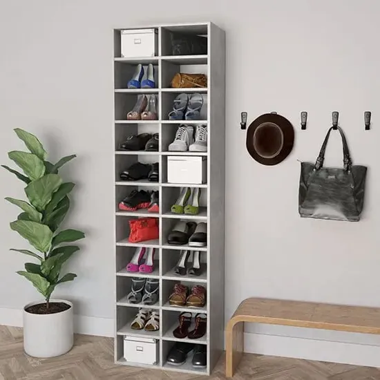 Fraley 22-Shelf Shoe Storage Cabinet - Concrete Effect