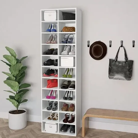 Fraley 22-Shelf Shoe Storage Cabinet - White, Engineered Wood