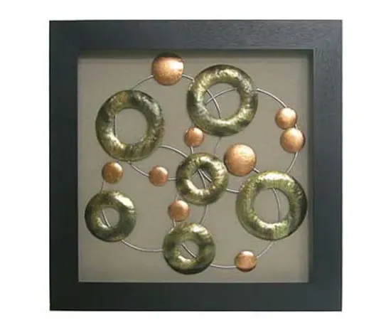 Framed Copper Circles Wall Art - Copper