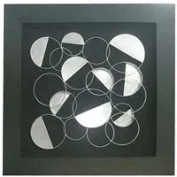 Framed Silver Discs Wall Art - Silver