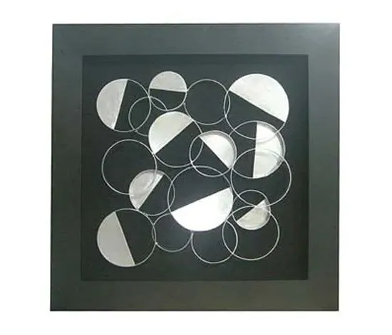 Framed Silver Discs Wall Art - Silver image