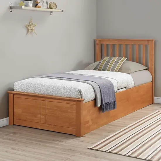 Francis Single Ottoman Storage Bed - Oak, MDF