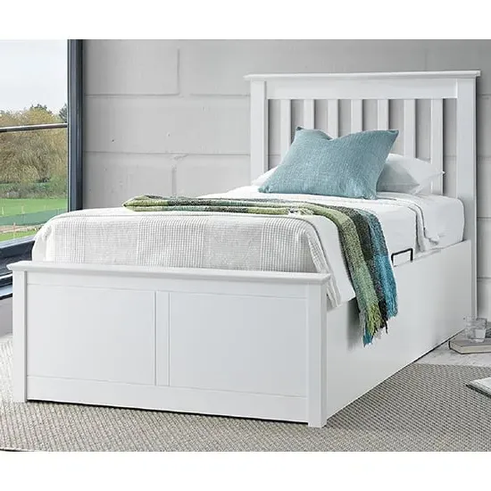 Francis Single Ottoman Storage Bed - White, MDF