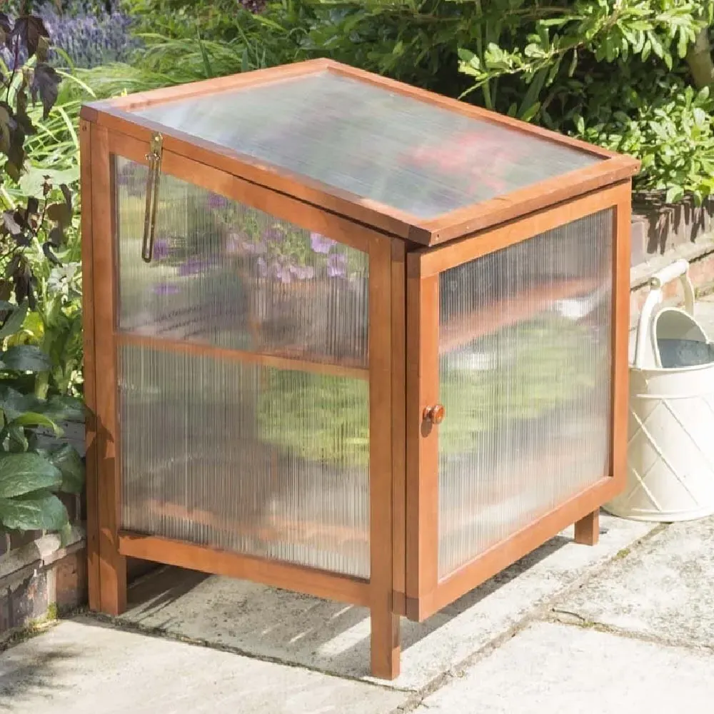Frankby Glass Garden Coldframe - Natural, Eucalyptus Wood product