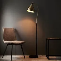 Franklin Rolled Shade Floor Lamp - Antique Brass, Metal alternate view