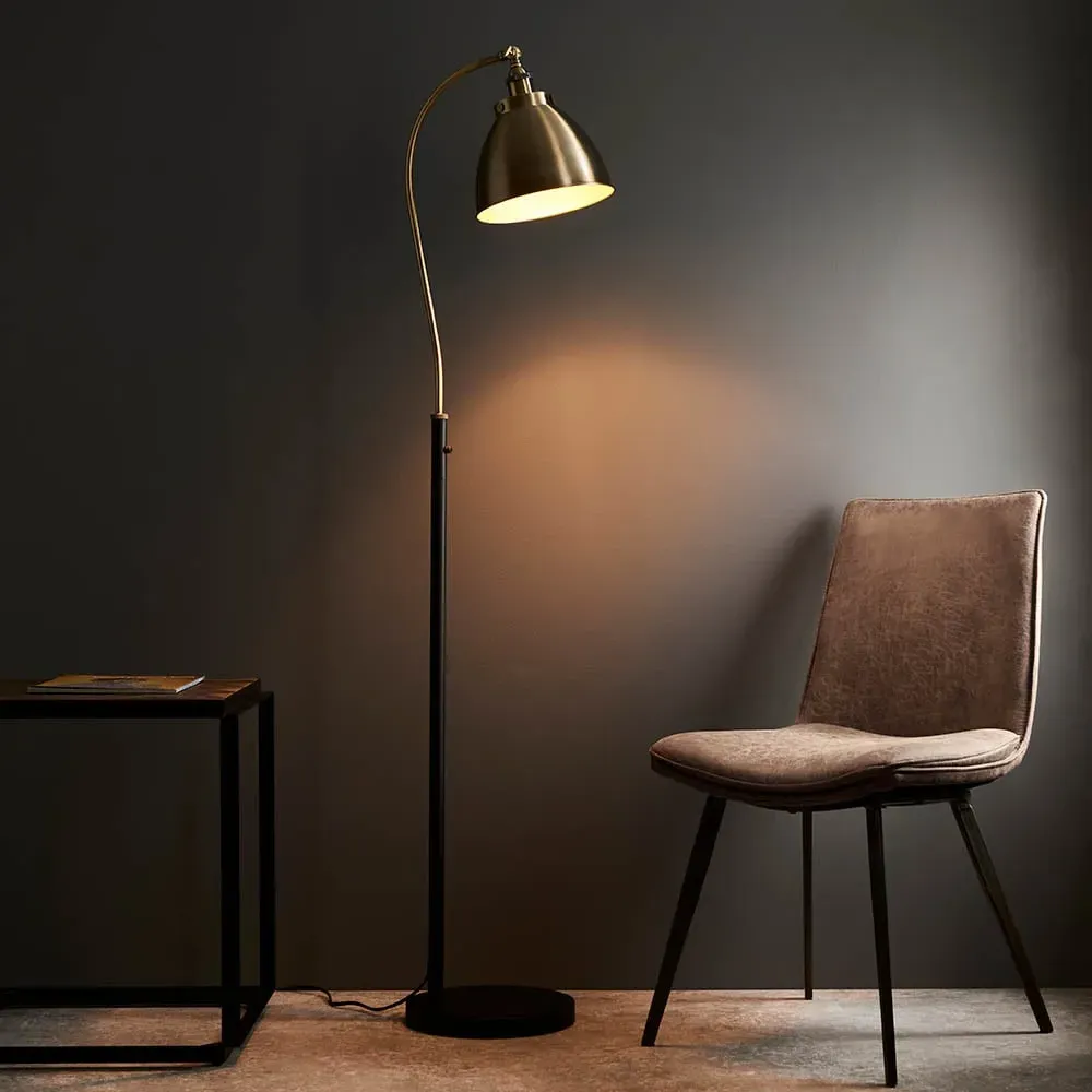 Franklin Rolled Shade Floor Lamp - Antique Brass, Metal product