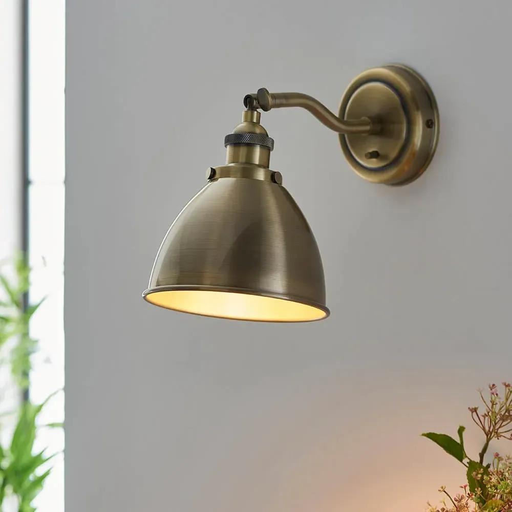 Franklin Rolled Shade Wall Light - Antique Brass, Metal