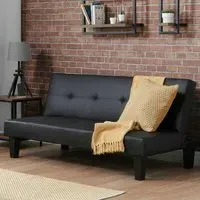 Franklins Sofa Bed - Black, Faux Leather
