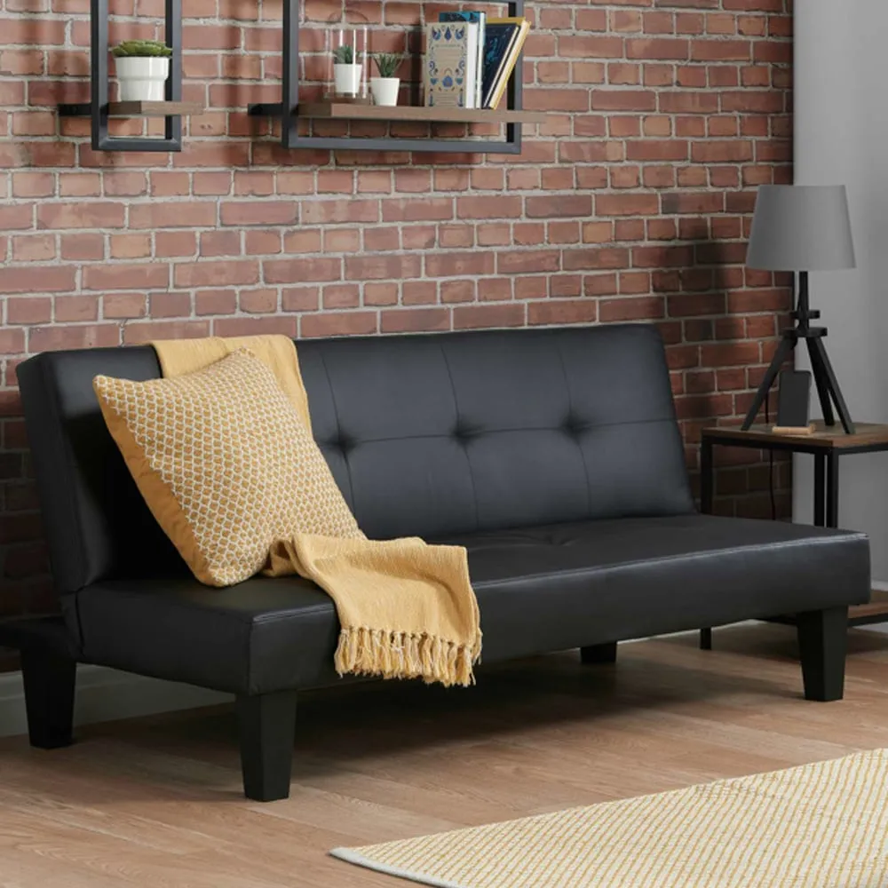Franklins Sofa Bed - Black, Faux Leather image
