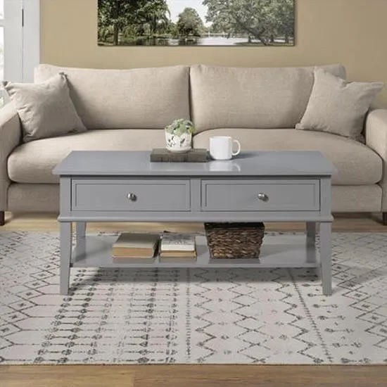 Franklyn Coffee Table with 2 Drawers - Grey, Wood