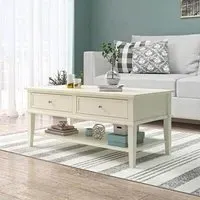 Franklyn Coffee Table with 2 Drawers - White, Wood
