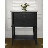 Franklyn Side Table with 2 Drawers - Black, Wood