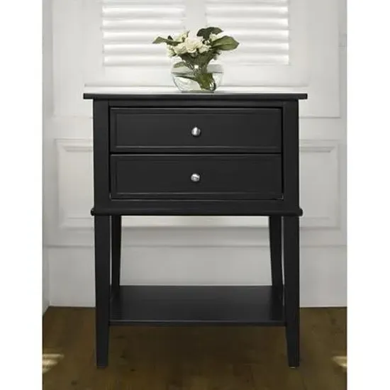 Franklyn Side Table with 2 Drawers - Black, Wood