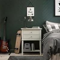 Franklyn Side Table with 2 Drawers - White, Wood