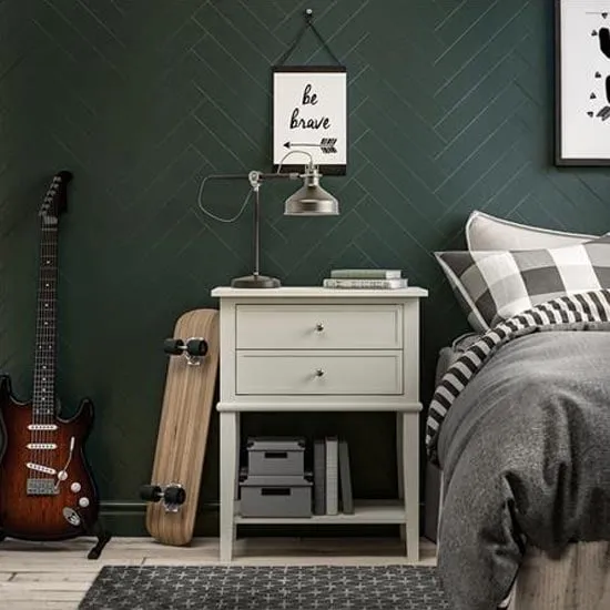 Franklyn Side Table with 2 Drawers - White, Wood