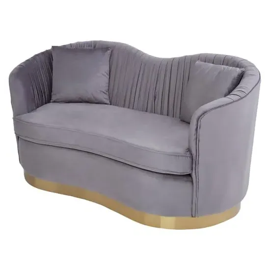 Franzo 2-Seater Sofa with Pleated Detail - Grey, Velvet
