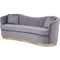 Franzo 3-Seater Sofa with Pleated Detail - Grey, Velvet