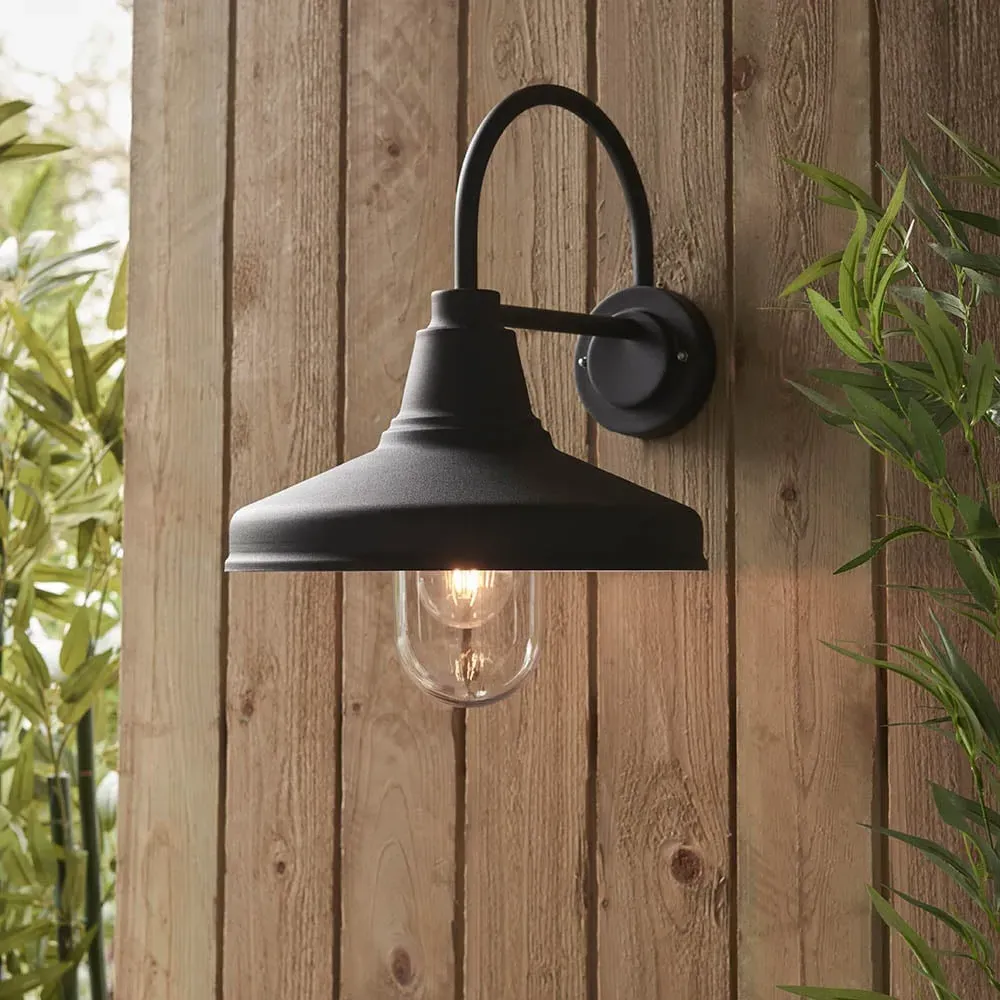 Fraser Clear Glass Shade Outdoor Wall Light - Black