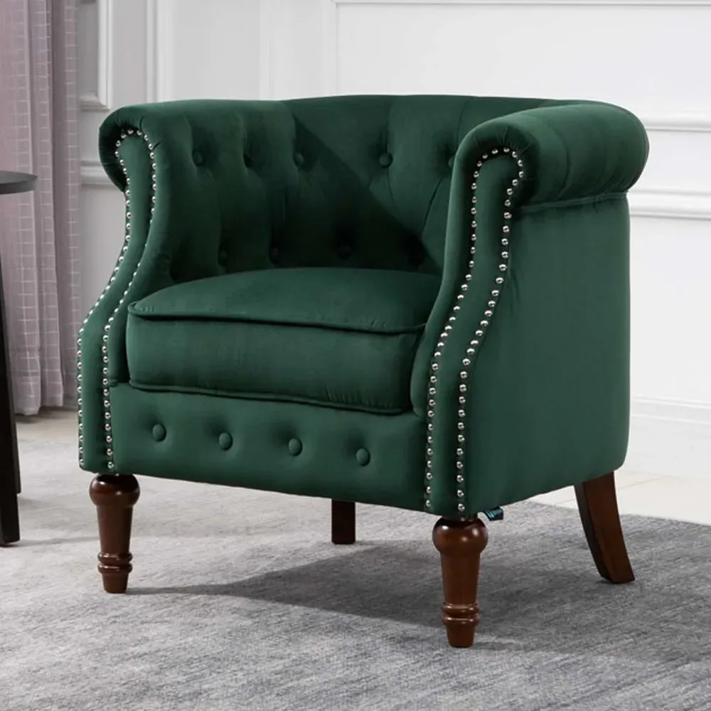 Freia Fabric Accent Chair - Green