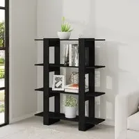 Frej Bookshelf and Room Divider - Black, Engineered Wood