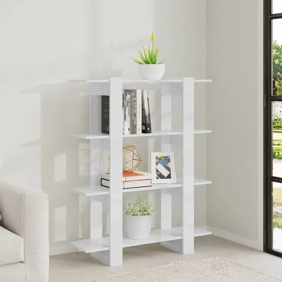 Frej High Gloss Bookshelf and Room Divider - White image
