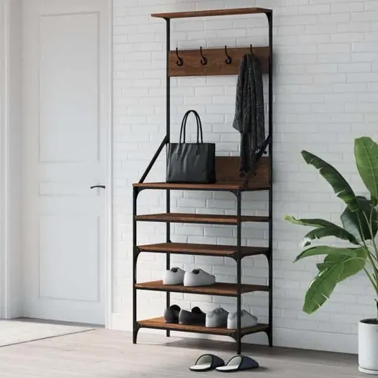 Fremont Clothes Rack with Shoe Storage - Brown Oak