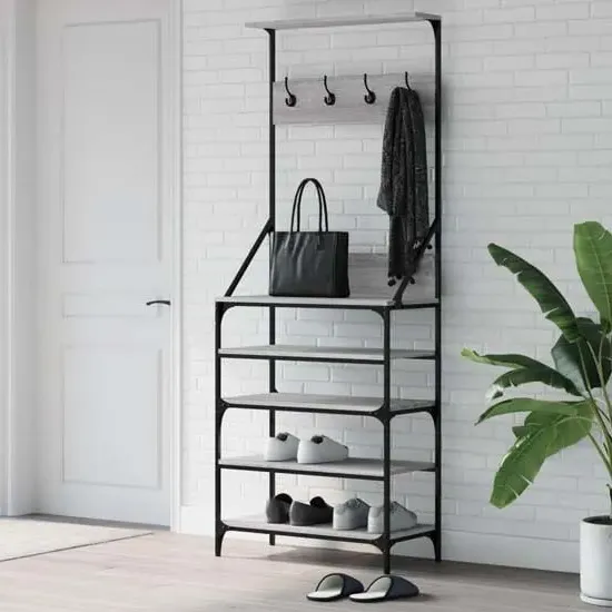 Fremont Clothes Rack with Shoe Storage - Grey Sonoma Oak