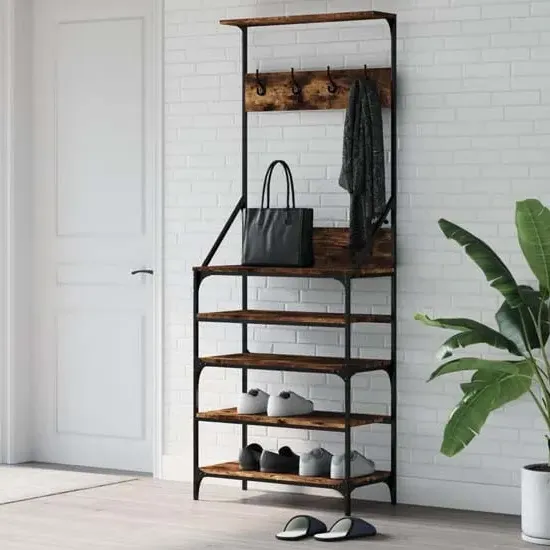 Fremont Clothes Rack with Shoe Storage - Smoked Oak