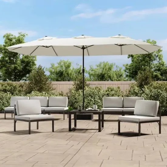 Fremont Double-Head Parasol - Sand White, Polyester product