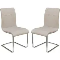 Fresno Dining Chairs Set of 2 - Beige, Faux Leather