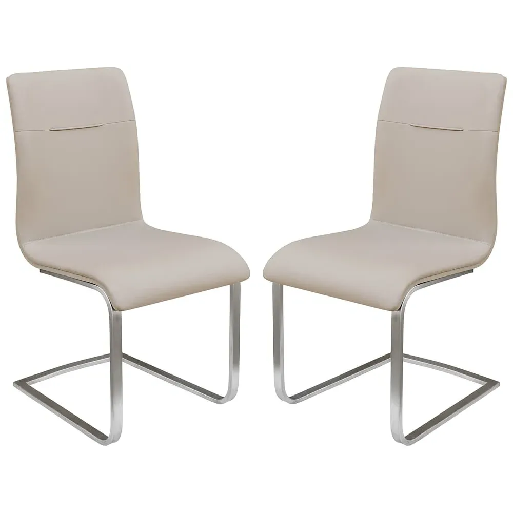 Fresno Dining Chairs Set of 2 - Beige, Faux Leather image