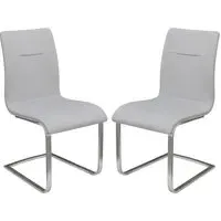Fresno Dining Chairs Set of 2 - Grey, Faux Leather