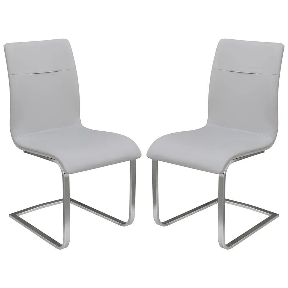 Fresno Dining Chairs Set of 2 - Grey, Faux Leather image