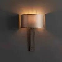 Fresno Fabric Wall Light - Mink, Brushed Bronze