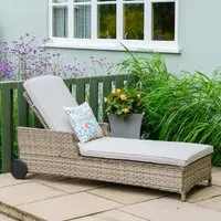 Fresno Rattan Sun Lounger Reclining - Grey alternate view