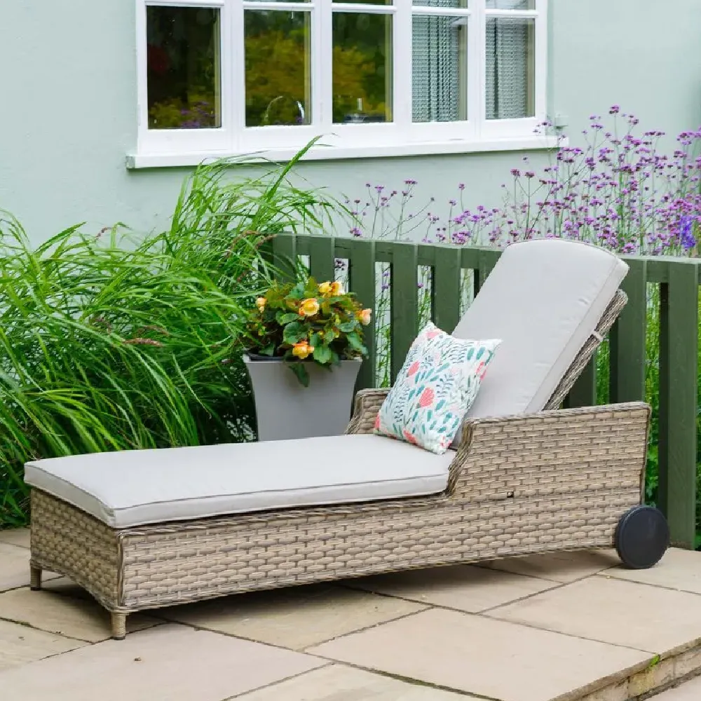 Fresno Rattan Sun Lounger Reclining - Grey product