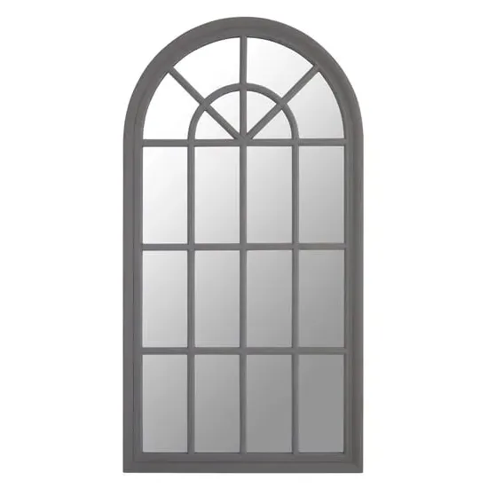 Fresot Curved Window Wall Mirror - Grey, Wood