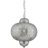 Fretwork 1 Light Ceiling Pendant - Laser Cut Nickel